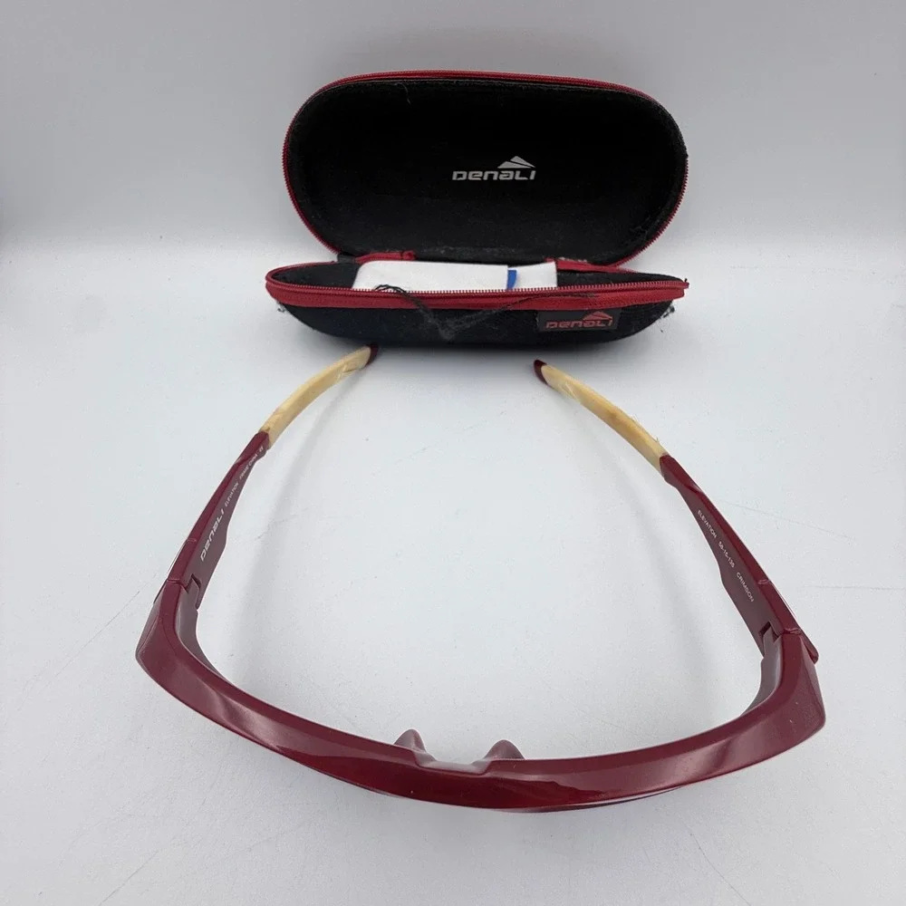 Denali Elevation Sunglasses 58-15-135 Crimson Red Blue Mirror Sport Wrap Case